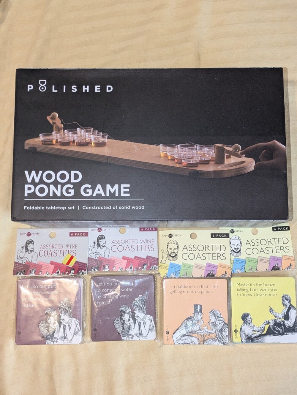Wood Pong Game – Natural Wood Beer Pong Table NWT in Sealed Box